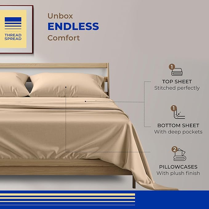 Cooling Bed Sheet Set - Queen - 16 in Deep Pocket - 4 Piece