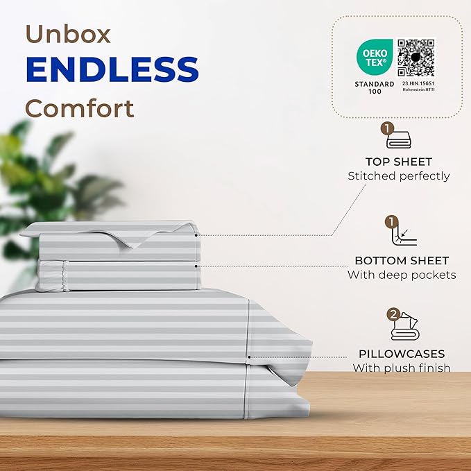 Cooling Bed Sheet Set - Queen - 18 in Deep Pocket - 4 Piece