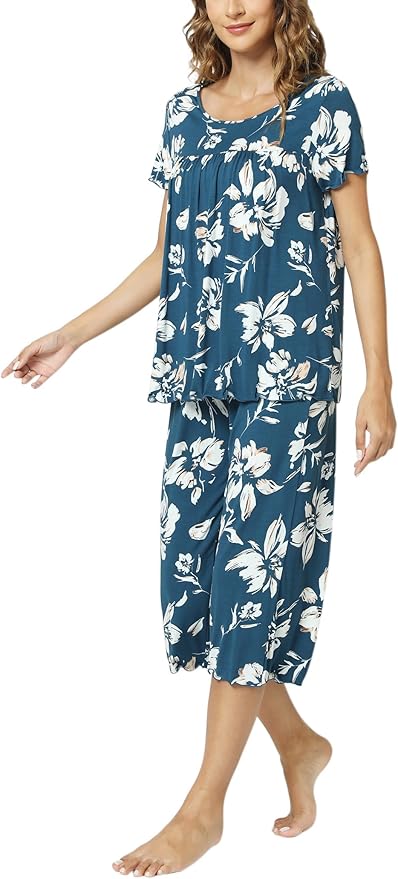 Bamboo Capri Pajama Set - Short Sleeve - 2 Piece