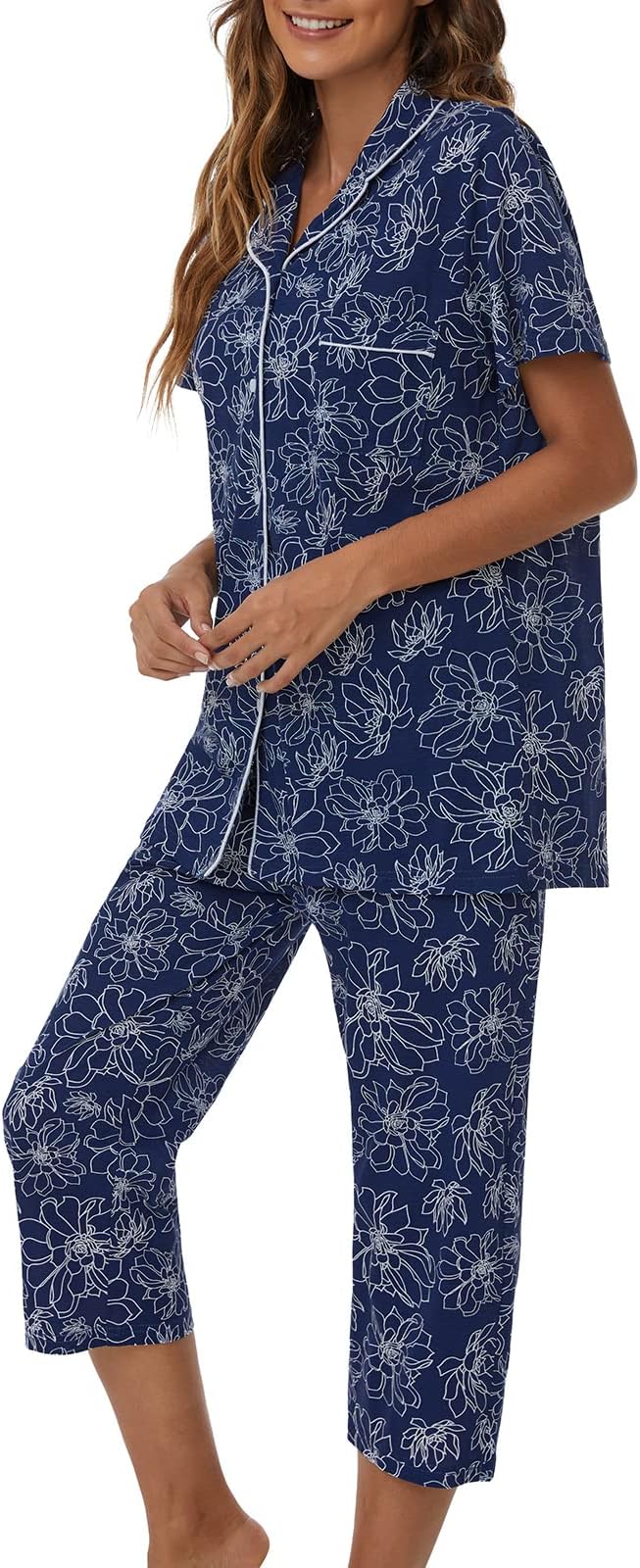 Capri Pajama Set - Short Sleeve - 2 Piece