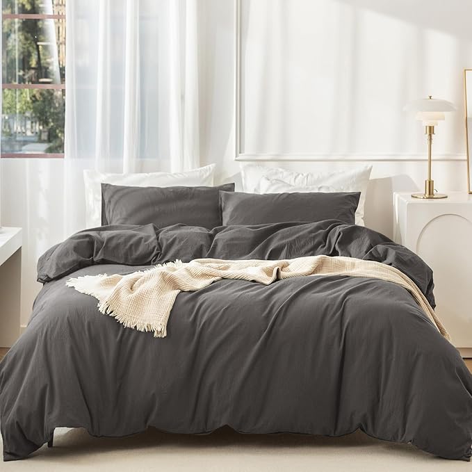 Linen Duvet Cover Set - Queen - 90 x 90 in - 3 Piece