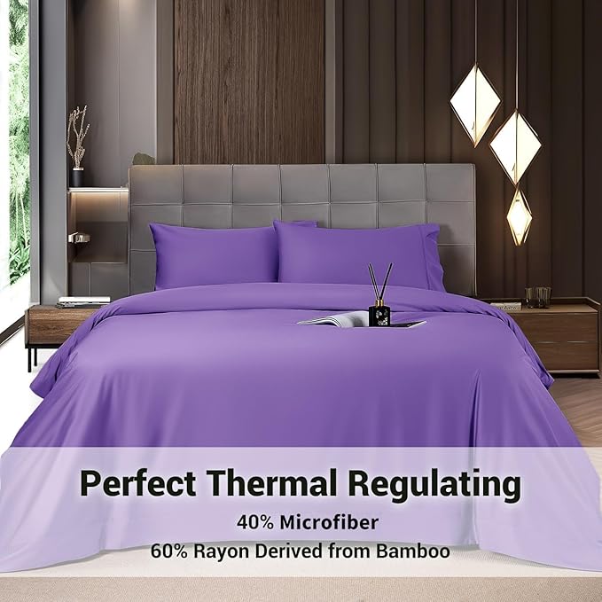 Bamboo Cooling Bed Sheet Set - King - 4 Piece