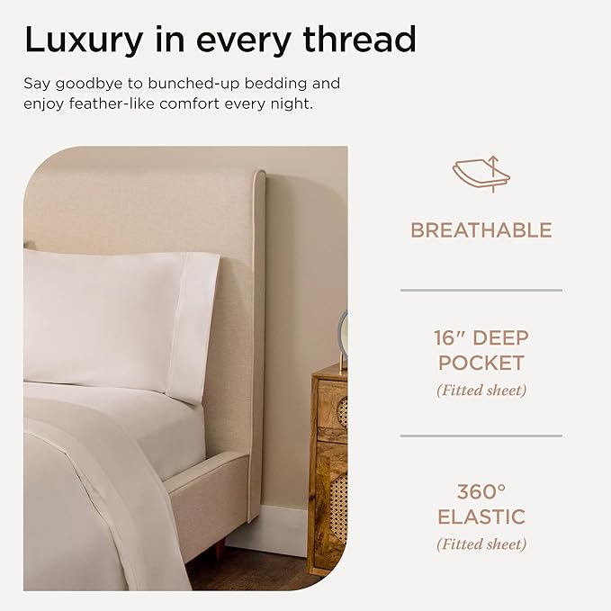 100% Cotton Cooling Bed Sheet Set - Full - 4 Piece