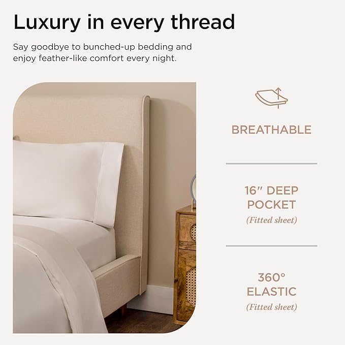 100% Cotton Bed Sheet Set - Twin XL - 15 in Deep Pocket - 3 Piece