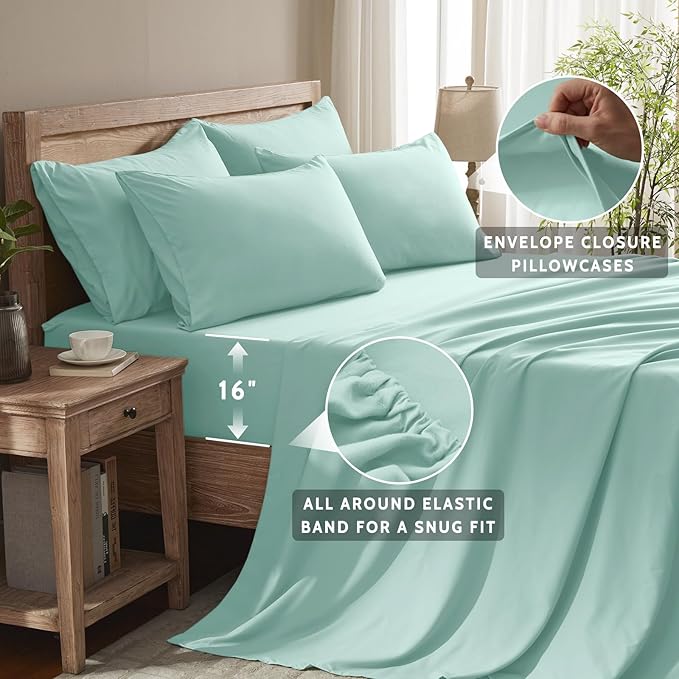 Cooling Bed Sheet Set - Queen - 16 in Deep Pocket - 6 Piece