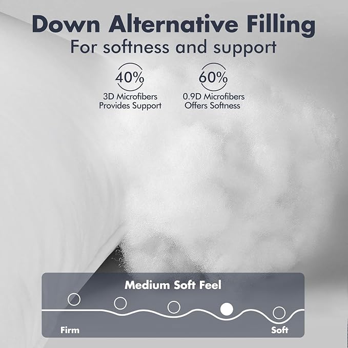 100% Cotton Hypoallergenic Bed Pillow - Standard - 2 Piece