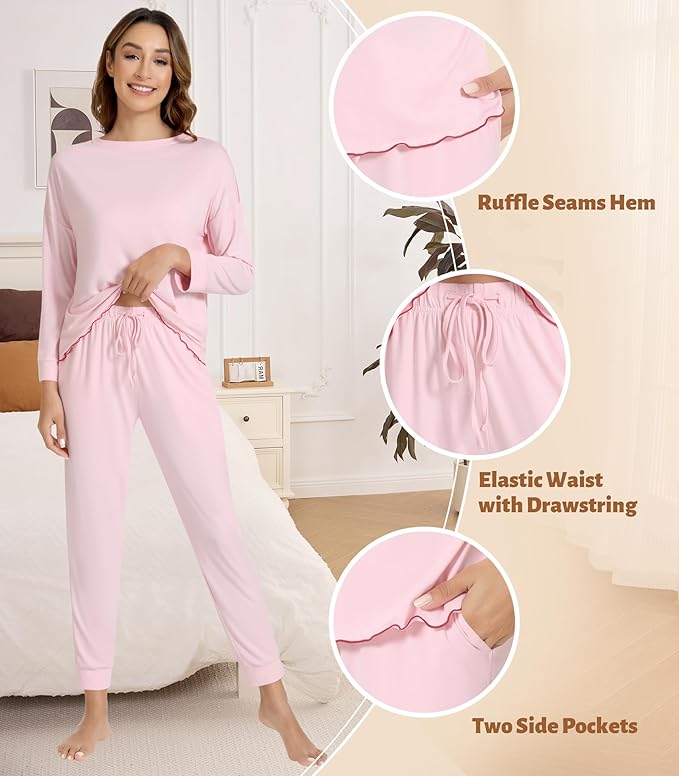 Women's Bamboo Pants Pajama Set - Long Sleeve - 2 Piece