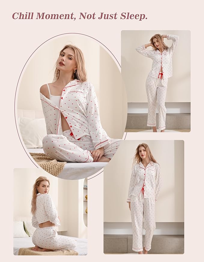 Women's 100% Cotton Pajama Set - Long Sleeve