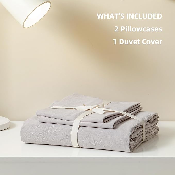 Linen Duvet Cover Set - Queen - 90 x 90 in - 3 Piece