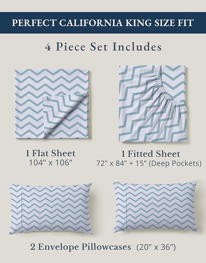 Linen Bed Sheet Set - California King - 4 Piece