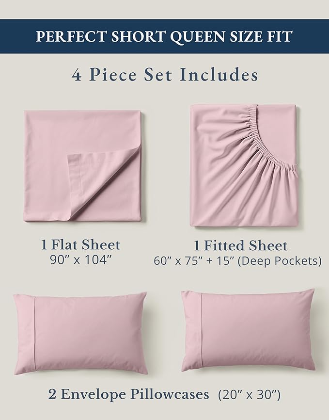 Linen Bed Sheet Set - Queen - 15 in Deep Pocket - 4 Piece