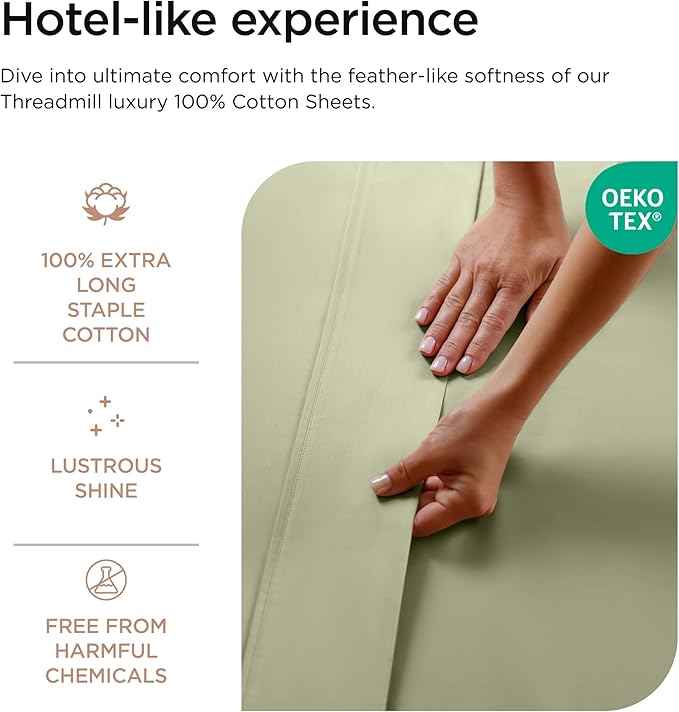 100% Cotton Bed Sheet Set - Twin - 15 in Deep Pocket - 3 Piece