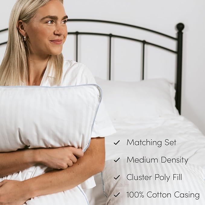 100% Cotton Bed Pillow - Queen - 2 Pack