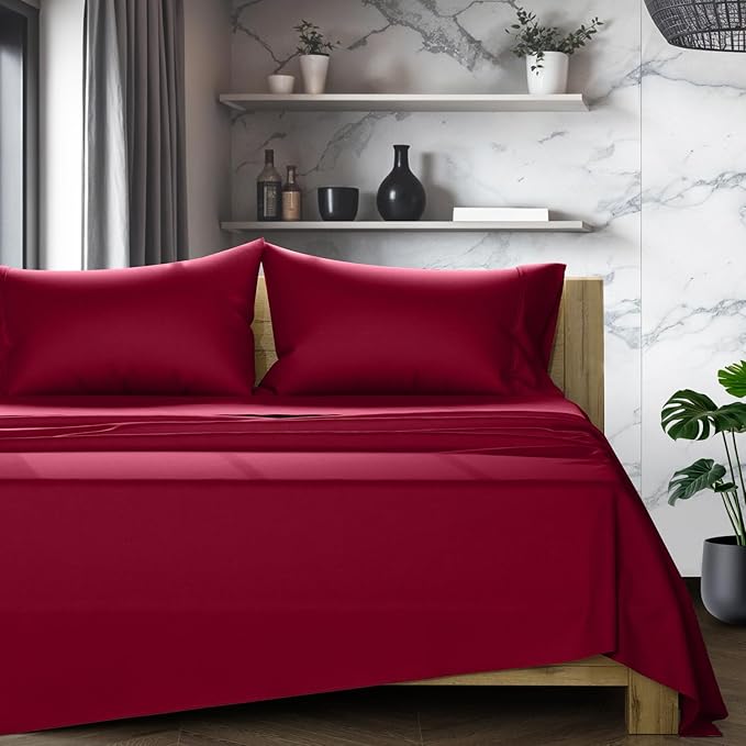 Linen Cooling Bed Sheet Set - Queen - 17 in Deep Pocket - 4 Piece