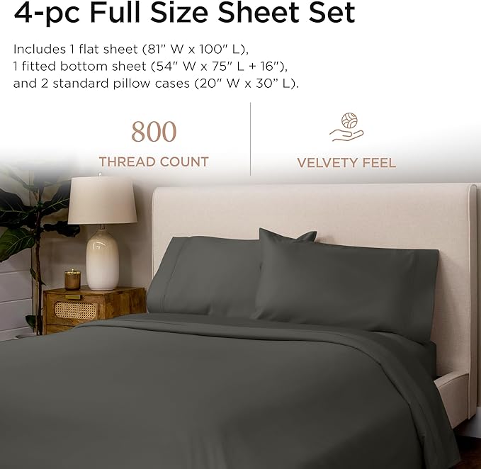 100% Cotton Bed Sheet Set - Full - 16 in Deep Pocket - 4 Piece