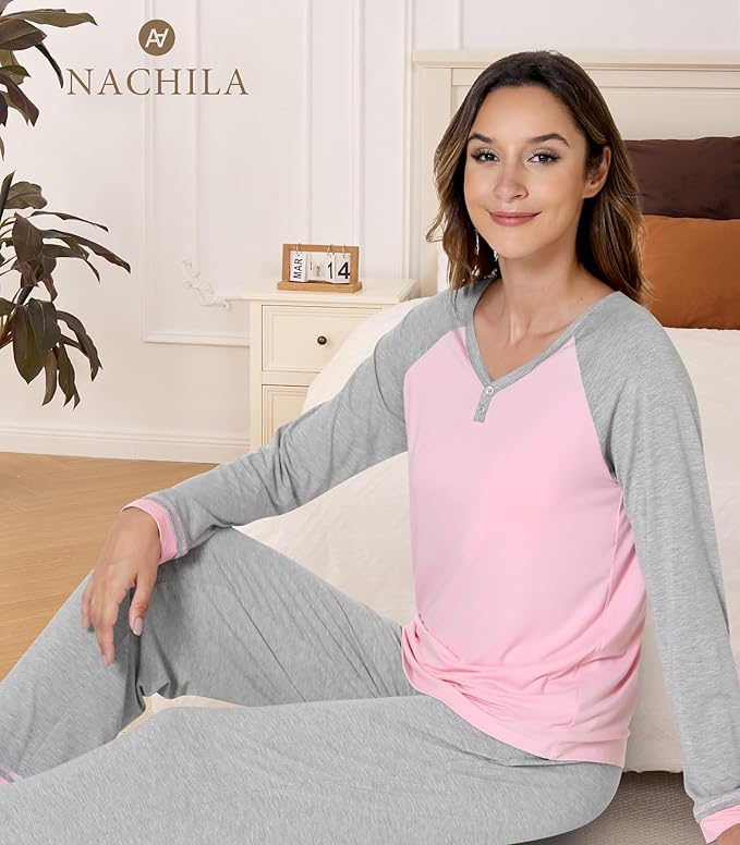 Women's Bamboo Pants Pajama Set - Long Sleeve - 2 Piece
