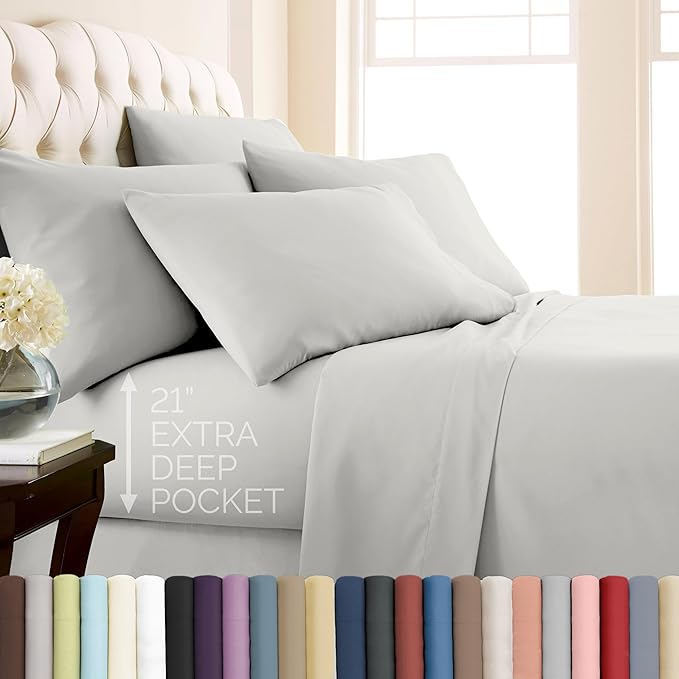 Microfiber Bed Sheet Set - King - 21 in Deep Pocket - 6 Piece