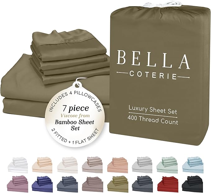 Bamboo Cooling Bed Sheet Set - Split King - 7 Piece