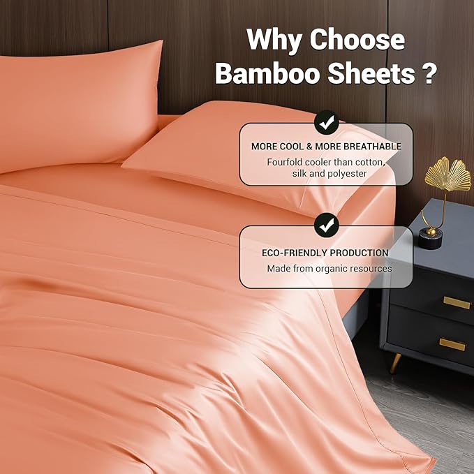 Bamboo Cooling Bed Sheet Set - Queen - 4 Piece