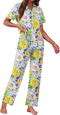 Women's Pants Pajama Set - Short Sleeve - 2 Piece