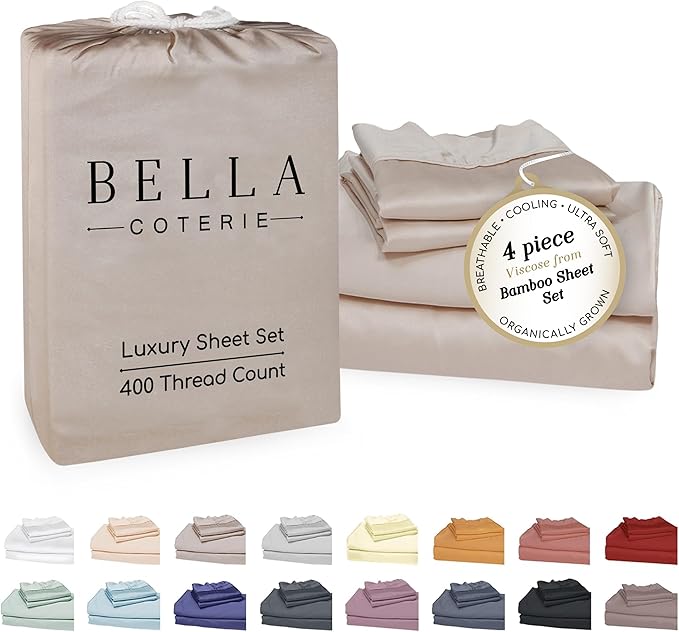 Bamboo Cooling Bed Sheet Set - King - 18 in Deep Pocket