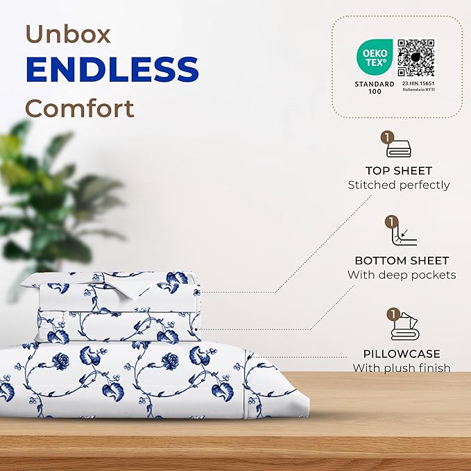 Cooling Bed Sheet Set - Twin - 16 in Deep Pocket - 3 Piece
