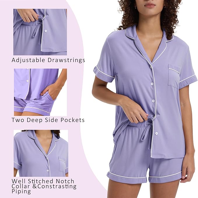 Women's Bamboo Cooling Pajama Set - Short Sleeve - 2 Piece