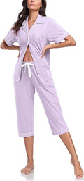 Women's 100% Cotton Capri Pajama Set - Short Sleeve - 2 Piece