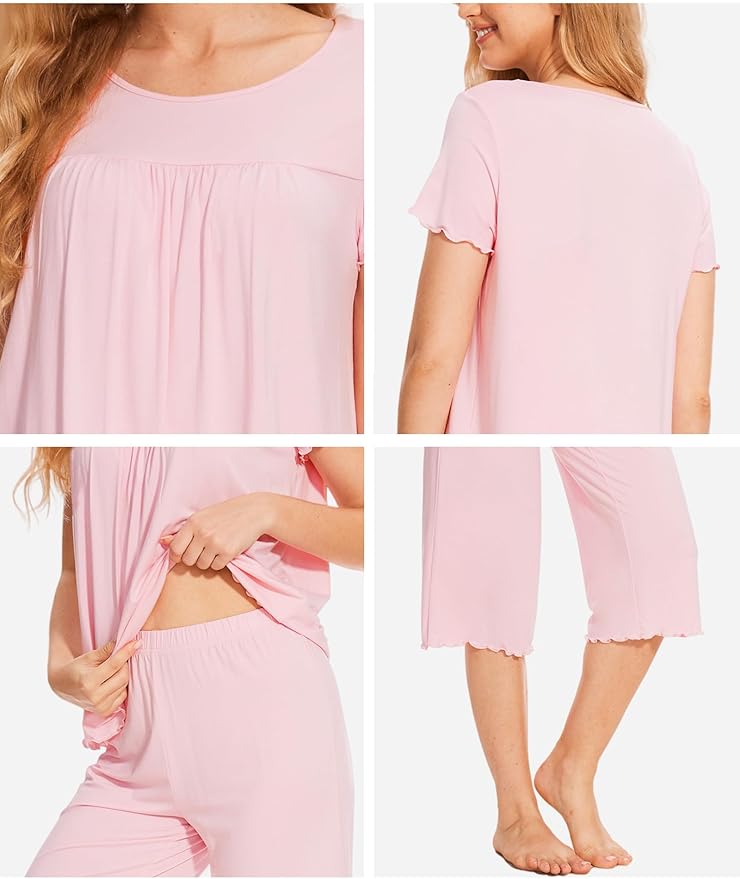 Bamboo Capri Pajama Set - Short Sleeve - 2 Piece