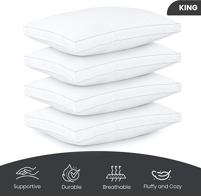 Down Alternative Cooling Bed Pillow - King - 4 Piece