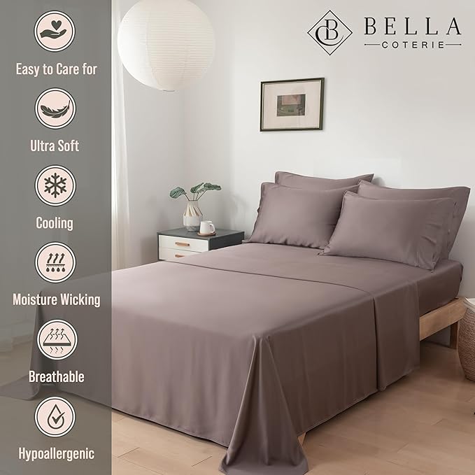 Bamboo Cooling Bed Sheet Set - Queen - 18 in Deep Pocket - 6 Piece