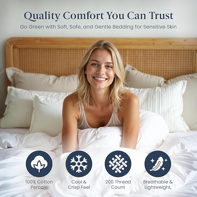 100% Cotton Duvet Cover Set - Queen - 90 x 90 in - 3 Piece