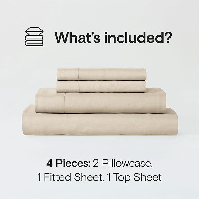 Linen Cooling Bed Sheet Set - King - 4 Piece