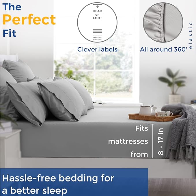 Cooling Bed Sheet Set - Twin - 18 in Deep Pocket - 3 Piece