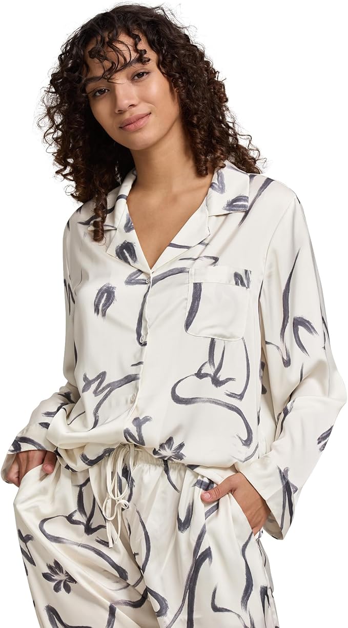 Satin Pajama Set - Long Sleeve - 2 Piece