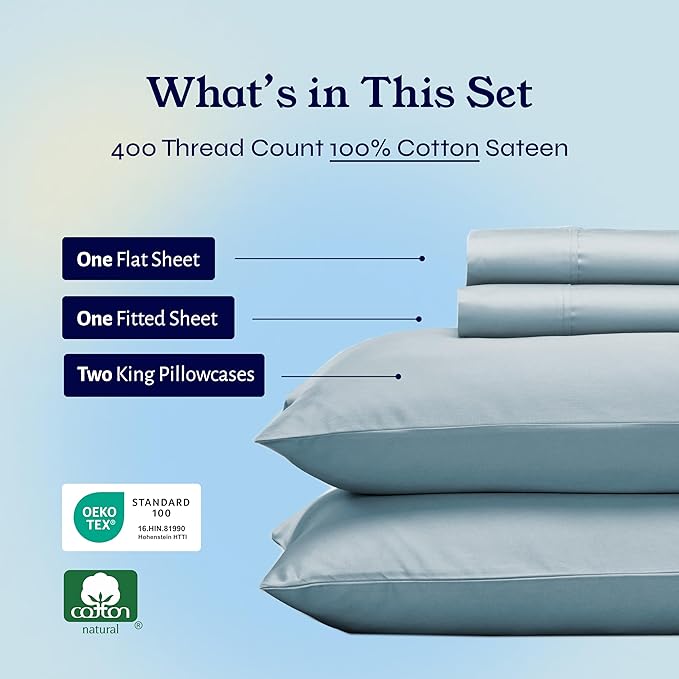 100% Cotton Bed Sheet Set - King - 4 Piece