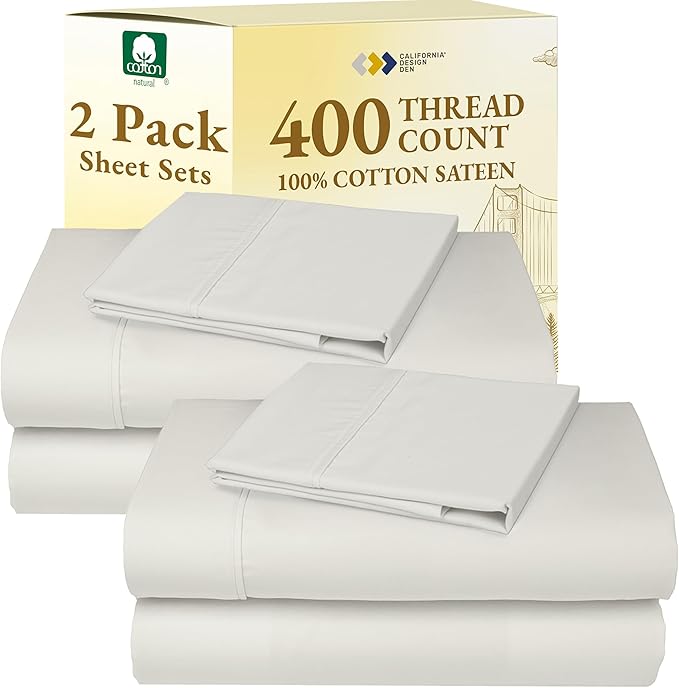 100% Cotton Bed Sheet Set - Twin XL - 2 Pack