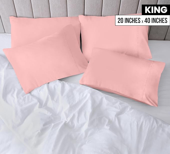 Microfiber Pillowcase Set - King - 20 x 40 in - 4 Pack