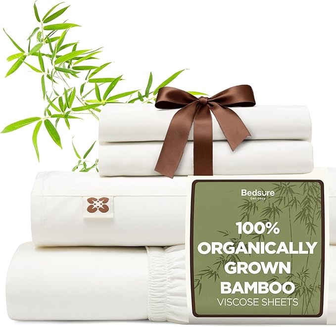 Bamboo Cooling Bed Sheet Set - California King - 18 in Deep Pocket - 4 Piece