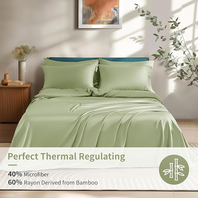 Bamboo Cooling Bed Sheet Set - King - 6 Piece