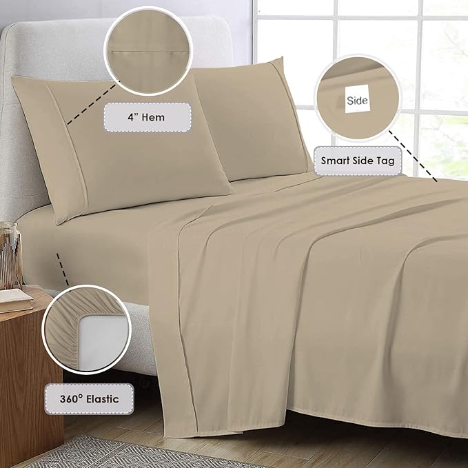 100% Cotton Bed Sheet Set - King - 15 in Deep Pocket