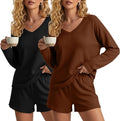 Women's Shorts Pajama Set - Long Sleeve - 2 Pack - 2 Piece