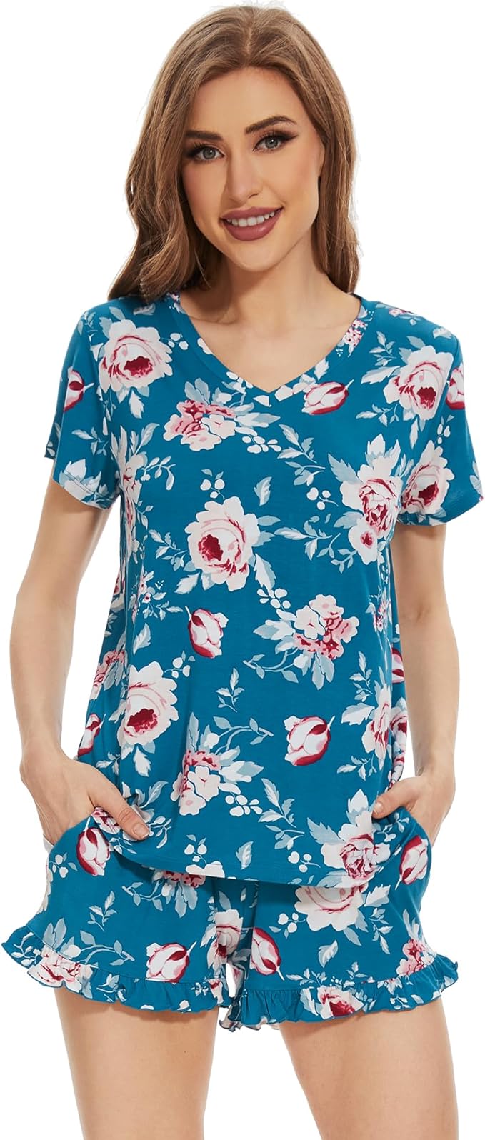 Bamboo Cooling Shorts Pajama Set - Short Sleeve - 2 Piece