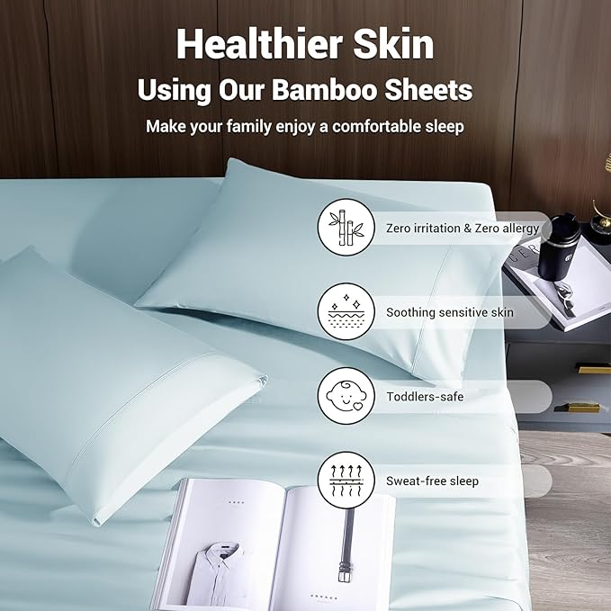 Bamboo Cooling Bed Sheet Set - King - 4 Piece