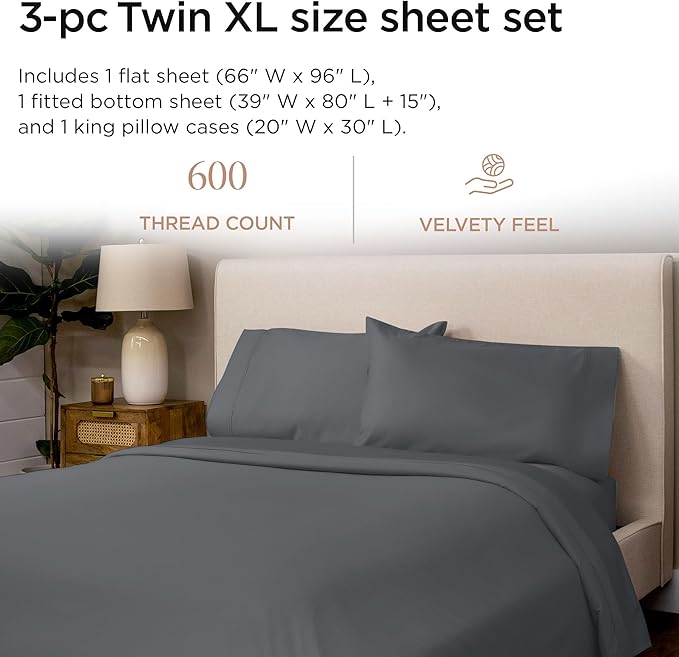 100% Cotton Cooling Bed Sheet Set - Twin XL - 3 Piece