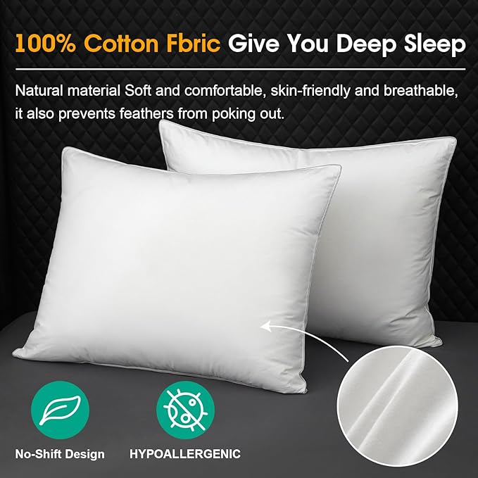 100% Cotton Bed Pillow - King - 2 Piece