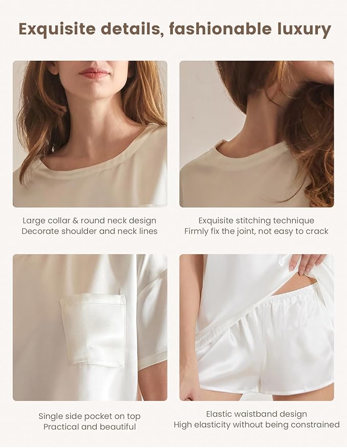 Women's Mulberry Silk Shorts Pajama Set - 2 Piece