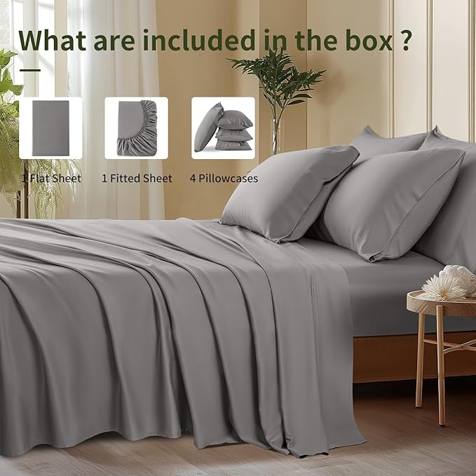 Bamboo Cooling Bed Sheet Set - King - 6 Piece