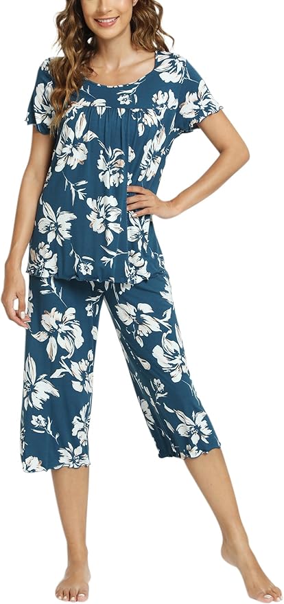 Bamboo Capri Pajama Set - Short Sleeve - 2 Piece