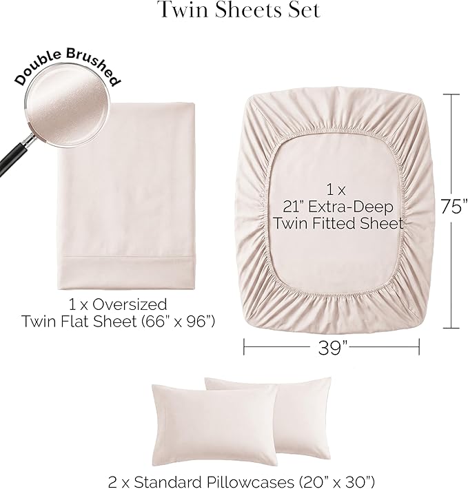 Microfiber Bed Sheet Set - Twin - 4 Piece